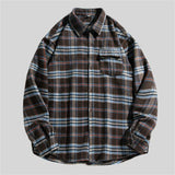 WIAOFELLAS  -  Retro Plaid Shirt Men Harajuku Cotton Long Sleeve Shirt Men Streetwear Hip Hop Oversized Unisex Casual Spring Autumn Shirts