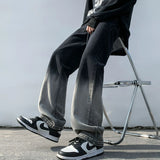 WIAOFELLAS  -  Gradient Color Jeans Men European Style Retro Straight High Street Unisex Hipster Tender Fitness Daily Simple All-match Summer