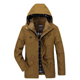 WIAOFELLAS  -  Autumn Men's Cotton Workwear Coat Solid Detachable Hooded Loose Jacket Men Spring Multi Pockets Outdoors Windproof Jackets Male