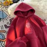 Wiaofellas  -  Cartoon Boy Brainstorming Printed Hoodies Mens Hip Hop Loose Sweatshirt Oversized Fashion Clothes Fleece Pullover Sweatshirts