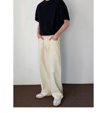 WIAOFELLAS  -  Baggy Beige Jeans Men Fashion Casual Oversized Wide Leg Jeans Men Streetwear Korean Loose Straight Denim Pants Mens Trousers