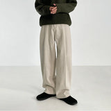 WIAOFELLAS  -  Autumn Winter Men's Cotton Wide Leg Floor Suit Pants Korean Casual Loose Straight  Thicken Full Length Trousers Male Keep Warm