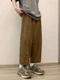 WIAOFELLAS  -  Khaki y Pants Summer Thin Workwear Men Oversize Retro Nine Points Lantern Pants Loose Fit Harajuku Sle Straight Leg