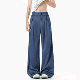 WIAOFELLAS  -  simple men's casual trousers pleated design new solid color wide leg bottom loose straight thin male pants summer
