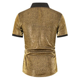 WIAOFELLAS  -  Shiny Metallic Glitter Shirt Men 70s Disco Party Dance Shirts Men Hip Hop Streetwear Nightclub Casual Chemise Homme