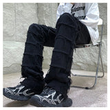 Wiaofellas  -  American High Street Vibe Trendy Black Jeans Men's Street Hip-hop Tassel Dance Pants Fashion Straight Slim Denim Trousers