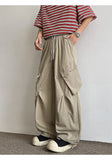 WIAOFELLAS  -  Men's Casual Pants Drawstring Solid Color Pleated Design Menswear Side Big Pokcets Elastic Waist Male Trousers New
