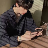 WIAOFELLAS  -  Mens Long Sleeve Shirt Stylish Casual Top Trendy Loose Fit Shirt Jacket