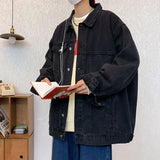 WIAOFELLAS  -  Denim Jacket Men's High Street Trendy Brand Loose Workwea Casual Versatile Lapel Couple Tops
