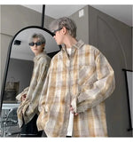 Wiaofellas  -  Tie-dye Plaid Long-sleeved Shirt New Loose Large Size Youth Casual Shirt Jacket