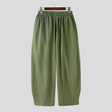 Wiaofellas  -  Men's Wide Leg Pants Solid Color Elastic Waist Joggers Trousers For Man Streetwear Baggy Pleated Casual Long Pants