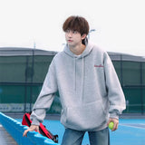 Wiaofellas  -  High Street Letter Printed Hooded Sweatshirt For Men Spring Fleece Y2K Streetwear Hoodies Hip Hop Fashion Long Sleeve Hoody
