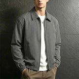 Wiaofellas  -  New Casual Mens Plaid Printing Jackets Autumn Vintage Zip-up Turn-down Collar Jacket Coat Daily Leisure Men Long Sleeve Cardigan