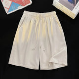 WIAOFELLAS  -  Summer Shorts Classic Solid Colour Thin Seaside Beach Pants Leisure Sports Straight Five Pants Elastic Waist Drawstring Shorts
