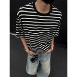 WIAOFELLAS  -  Trendy New Men's Straight Contrast Color Loose T-shirts Fashion 2025 Summer Casual Short Sleeves O-neck Tops Male