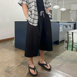 WIAOFELLAS  -  Trendy 2025 Summer Men's Solid Color Drawing Korean Style Shorts Fashion High-waisted Straight Short Pants Male