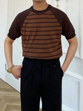 WIAOFELLAS  -  T-shirts Men Simple Mature Daily Casual Summer Striped Fashion Breathable All-match Korean Style Shinny Cozy Soft Handsome New