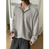 WIAOFELLAS  -  Spring Long Sleeved T-shirt Men Fashion Gray Black Casual T Shirt Men Streetwear Korean Loose Round Neck T Shirt Mens Top M-3XL