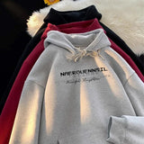 WIAOFELLAS  -  New Men's High Street Letter Printed Hooded Sweatshirts Casual Loose Vintage Hip Hop Hoodies Aesthetic Fashion Y2K Hoodie