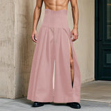 WIAOFELLAS  -  Men Pants Solid Color High Waist Joggers Loose Hollow Out Trousers Men Streetwear 2025 Pleated Casual Wide Leg Pants Men