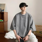 Wiaofellas  -  Imitation Suede Short-sleeved T-shirt Summer New American Men's T-shirt Loose Trendy Brand Student Half-sleeved Clothes
