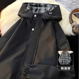 WIAOFELLAS  -  Mens Jacket Korean Streetwear New Reversible Plaid Jacket Varsity Coat Casual Plus Size Outwear Autumn Winter Unisex Windbreaker