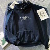 WIAOFELLAS  -  Autumn Winter Heart Print Hoodie Unisex Couple Style Polyester Fiber Full Sleeve Streetwear Trendy Top for Men And Women