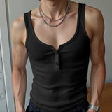 WIAOFELLAS  -  Men Tank Tops Solid Color O-neck Sleeveless Male Vests Summer Streetwear Knitted Fashion Casual Men Clothing S-5XL