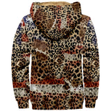 WIAOFELLAS  -  Plus Size Men's Short Zipper Hooded Padded Warm Thick Jacket Leopard with Red Print Daily Casual Winter Jacket