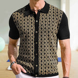 WIAOFELLAS  -  Casual Breathable Ice Silk Knit Shirt For Mens Spring Summer Luxury Graphic Knitting Shirts Men Vintage Button Lapel Slim Shirts