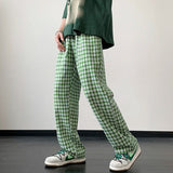 Wiaofellas Summer Thin Casual Pants Men Fashion Oversized Ice Silk Pants Men Streetwear Loose Plaid Pants Mens Trousers Large Sizes M-5XL