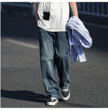 WIAOFELLAS  -  Autumn Jeans Men Frayed Baggy All-match Hip Hop Harajuku Full Length American Style High Street Popular Washed Denim Trousers