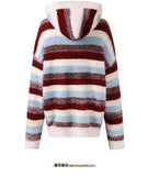 WIAOFELLAS  -  Hong Kong style autumn and winter men's sweater round neck sweater striped color block sweater jacket knitted