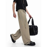 WIAOFELLAS  -  Khaki Black Suit Pants Men Fashion Society Mens Dress Pants Korean Loose Wide Leg Pants Mens Office Formal Trousers S-2XL