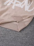 WIAOFELLAS  -  New Popular Spring Autumn Graffiti Jacquard Pattern Pullover Sweater Casual Round Neck Contrast Color Knitted Men's Pullover