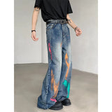 WIAOFELLAS  -  Blue Baggy Jeans Men Oversized Retro Graffiti Jeans Men Streetwear Hip-hop Loose Wide Leg Jeans Mens Vintage Denim Pants