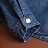 WIAOFELLAS  -  Classic Denim Cardigan Jacket Monk Robe Spring Men's Washed Taoist Robe V-neck Cardigan Coat Unisex Vintage Button Blue Tops