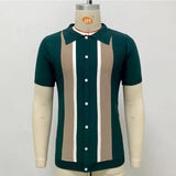 WIAOFELLAS  -  Men's Casual Knitted Short Sleeve Polo Shirt Lapel Button Cardigan T-shirt Breathable Summer T Shirt Fashion Men Clothing MY990