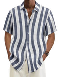 Wiaofellas  -  Striped solid color decorative short sleeved polo shirt for home and outdoor leisure breathable polo shirt for men's clothing
