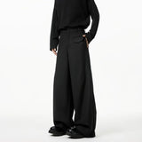 WIAOFELLAS  -  Khaki Suit Pants Men Fashion Society Mens Black Dress Pants Korean Loose Wide Leg Pants Mens Office Formal Trousers M-3XL