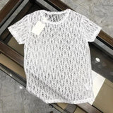 WIAOFELLAS  -  Men's Clothing Summer Crew Neck Pullovers Solid Color Spliced Gauze Hollow Out Ventilation Trend All-match Mesh Mesh Tops