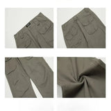 WIAOFELLAS  -  Spring Autumn Men's Clothing Solid Color Elastic Pockets High Waist Trousers Cargo High Street Korean Fashion Cropped Pants