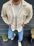 WIAOFELLAS  -  Casual Lapel Corduroy Cardigan Men's New Autumn Solid Color Long-sleeved Jacket Fashionable Men's Casual Fashion Coat