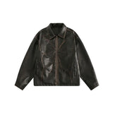 WIAOFELLAS  -  Spring Autumn Cool Handsome Oversized Distressed Patchwork Pu Leather Jacket Men Zipper Luxury Designer Clothes