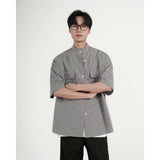 WIAOFELLAS  -  Men's Big & Tall Checkered Shirt - Summer Relaxed Fit Short Sleeve Pullover with Chest Pocket  M-5XL