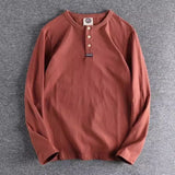 Wiaofellas  -  Plus Size Simplicity Street Casual T Shirt Men's Spring Autumn Long Sleeve Solid Fashion Tops Vintage High Street Men Clothing