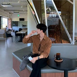 WIAOFELLAS  -  Corduroy Casual Long Sleeve Shirt Men's Autumn New Fashion Trendy Outerwear