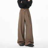 WIAOFELLAS  -  Brown Suit Pants Men Oversized Fashion Society Mens Black Dress Pants Korean Loose Wide Leg Pants Mens Office Formal Trousers