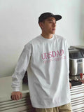 WIAOFELLAS  -  Heavy cotton Japanese street printed long-sleeved T-shirt for men in autumn loose and simple small neckline inner t-shirt