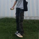 Wiaofellas  -  American Retro Hiphop Camouflage Workwear Casual Pants Men's Wide Leg Handsome Trendy Brand Design Long Pants Youth Spring